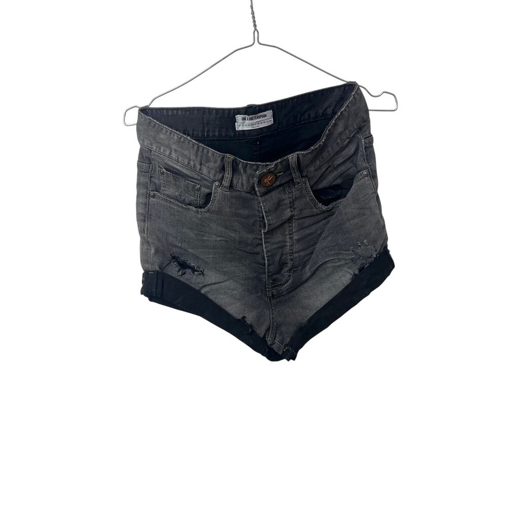 NWT One Teaspoon Sz 26 Lovers Le Duke Black Distressed Low Waist Jean Shorts